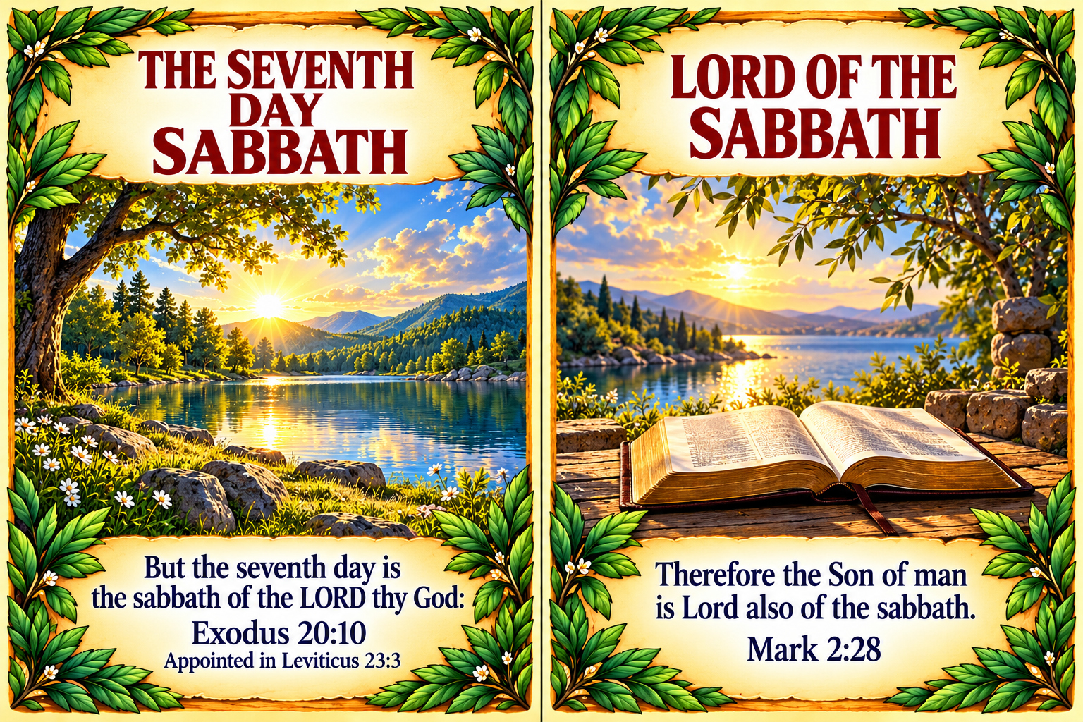 A matching pair showing the seventh day Sabbath and Lord of the Sabbath